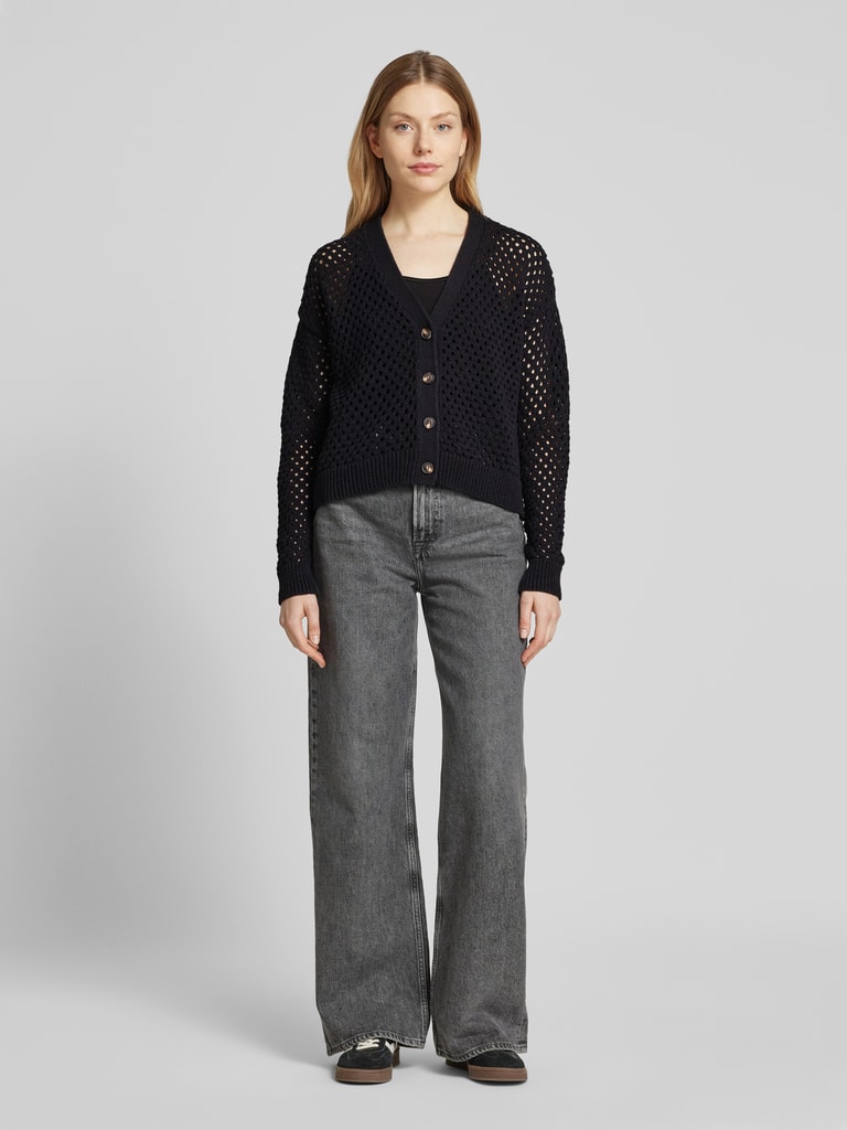 Relaxed Fit Cardigan mit Lochmuster