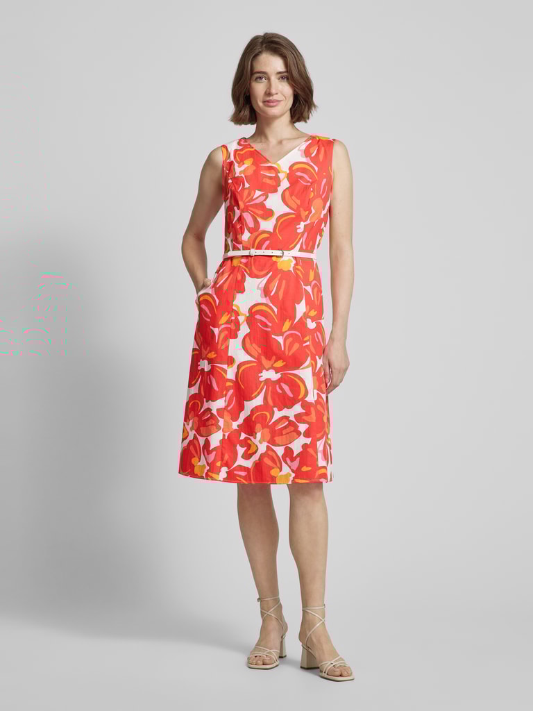 Betty Barclay Knielange jurk met riem in rood online kopen | P&C