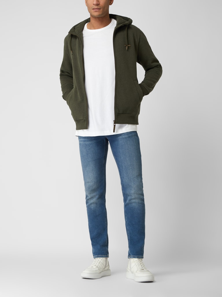 Solid BertiZip heren hoodie met capuchon en ritssluiting met optioneel teddyvoering van hoogwaardig katoenmateriaal melange, grijs (grey melange 8236), M