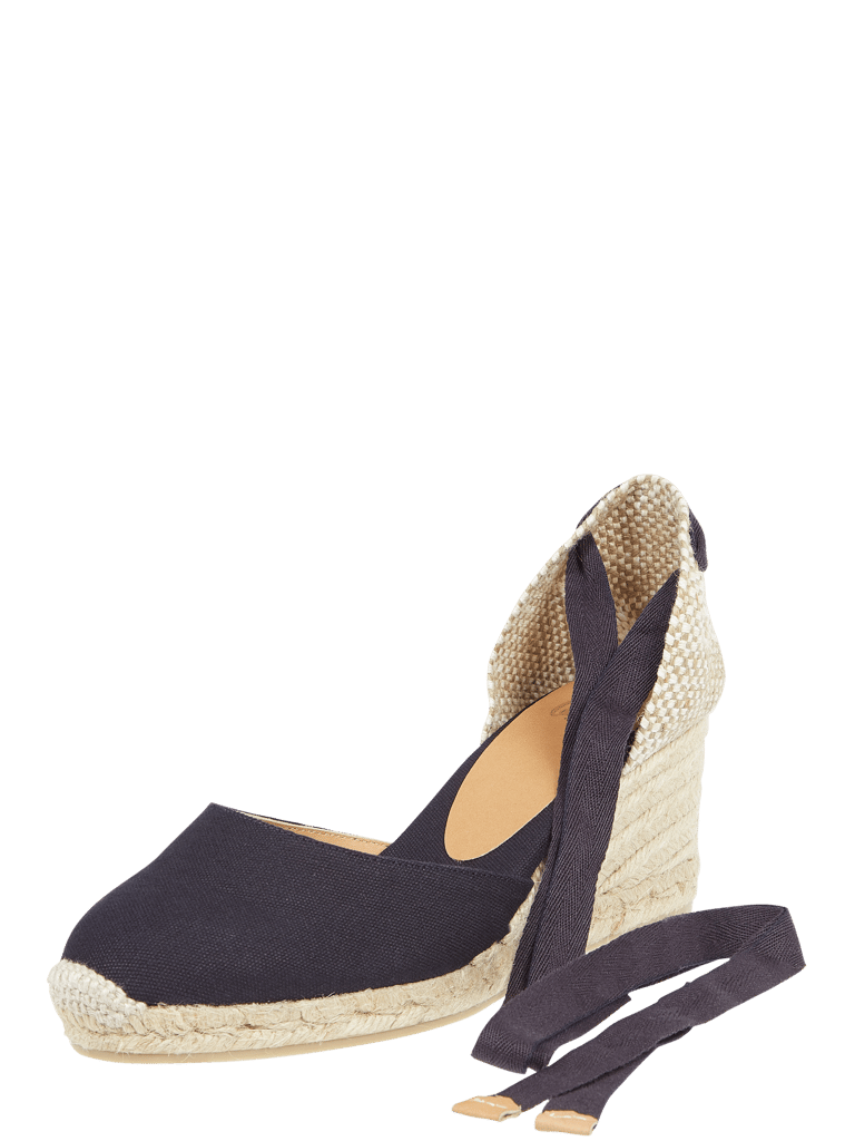 Castañer Wedges mit Absatz in FlechtOptik Modell 'Carina' (dunkelblau