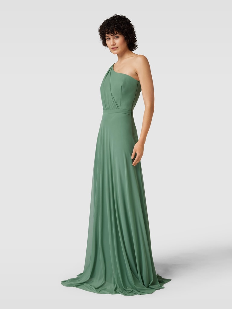Geplooide Asymmetrische One Shoulder Taupe Bodycon Jurk