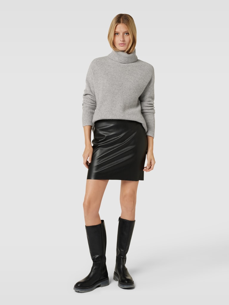 Vsadsau 100% Pure Merino Wol Gebreide Trui Jurk Vrouwen Lange Mouwen Kasjmier Jumper Langere A-lijn Jurken, Koffie, XXL