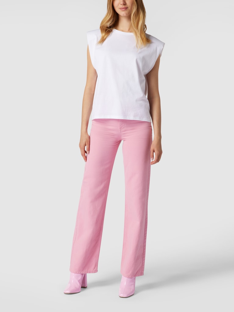 Pink Seam Detail Wide Leg Baggy Jeans