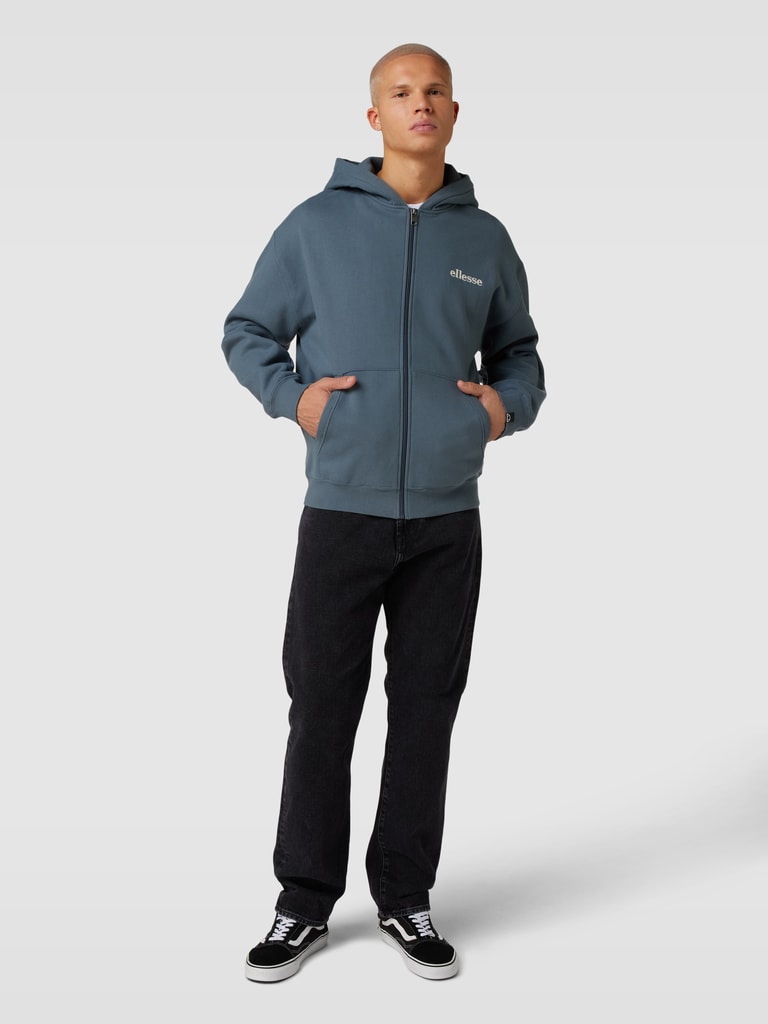 EllesseSweatjacke mit Label-Stitching Modell 'MICHELANGELO' in rauchblau