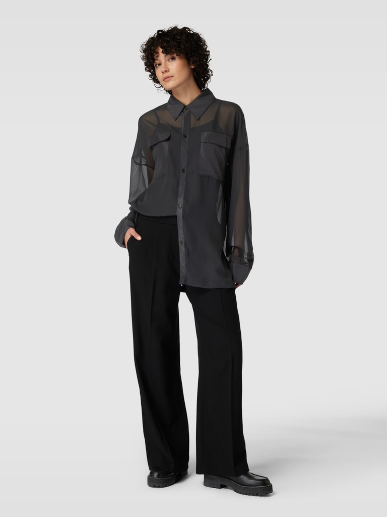ICHI Shirt met lange mouwen in semi-transparant design, model 'PERLA
