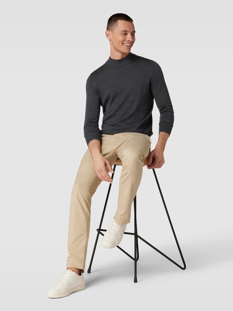 Christian Berg MenStrickpullover mit Rollkragen in anthrazit meliert