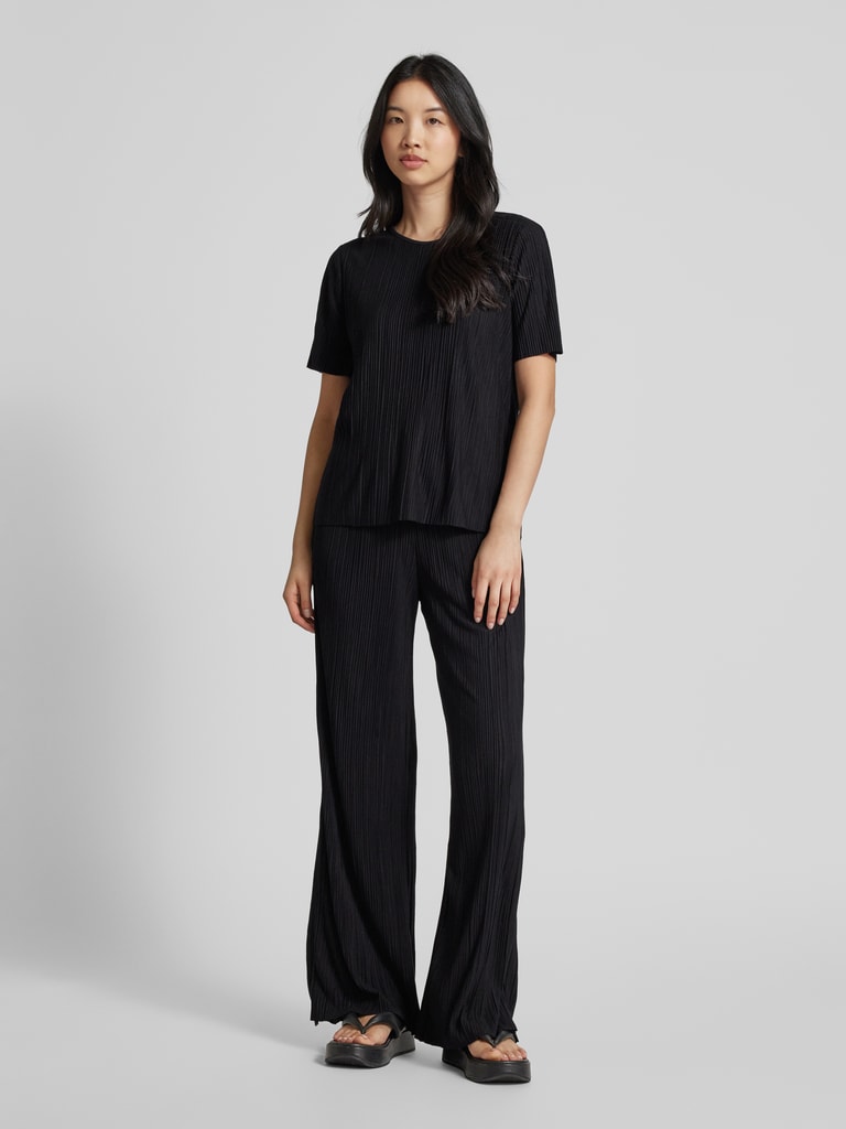 Vila Wide leg stoffen broek met plissévouwen, model 'PLISA' in kaki