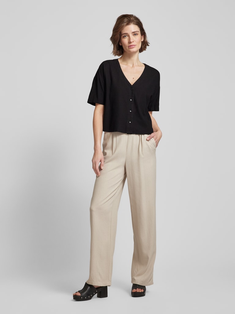 Vero Moda Blouse van een mix van viscose en linnen in effen design in