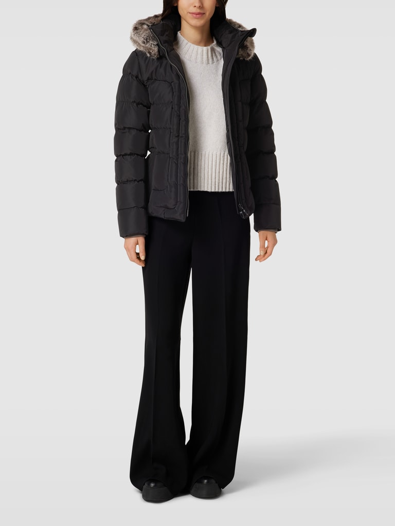 WellensteynSteppjacke mit Webpelzbesatz Modell 'ASTORIA' in schwarz