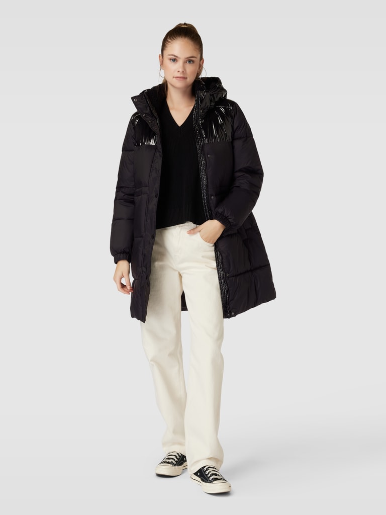 TOM TAILOR Denim Lichtgewicht gewatteerde damesjas met capuchon, 14482 - Deep Black, XXL TOM TAILOR Denim Lichtgewicht gewatteerde damesjas met capuchon, 14482 - Deep Black, XXL