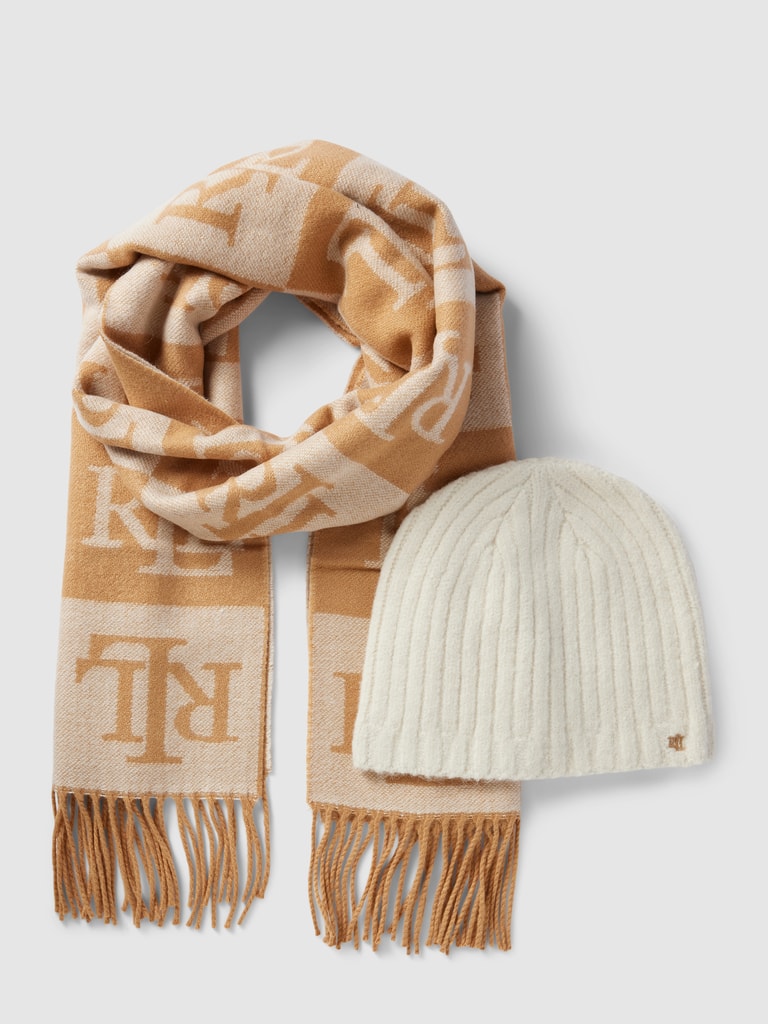 Kup online Lauren Ralph Lauren Szal i czapka w zestawie (camel)