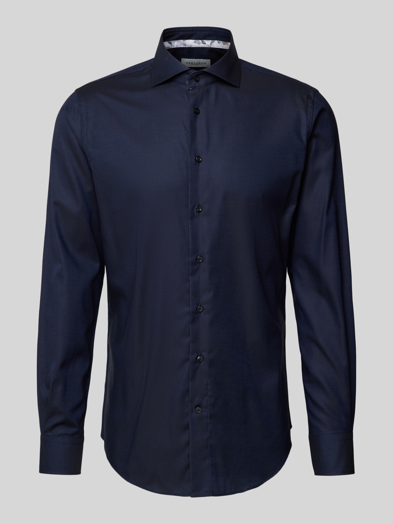Profuomo Slim fit zakelijk overhemd met haaikraag model 'Cutaway'