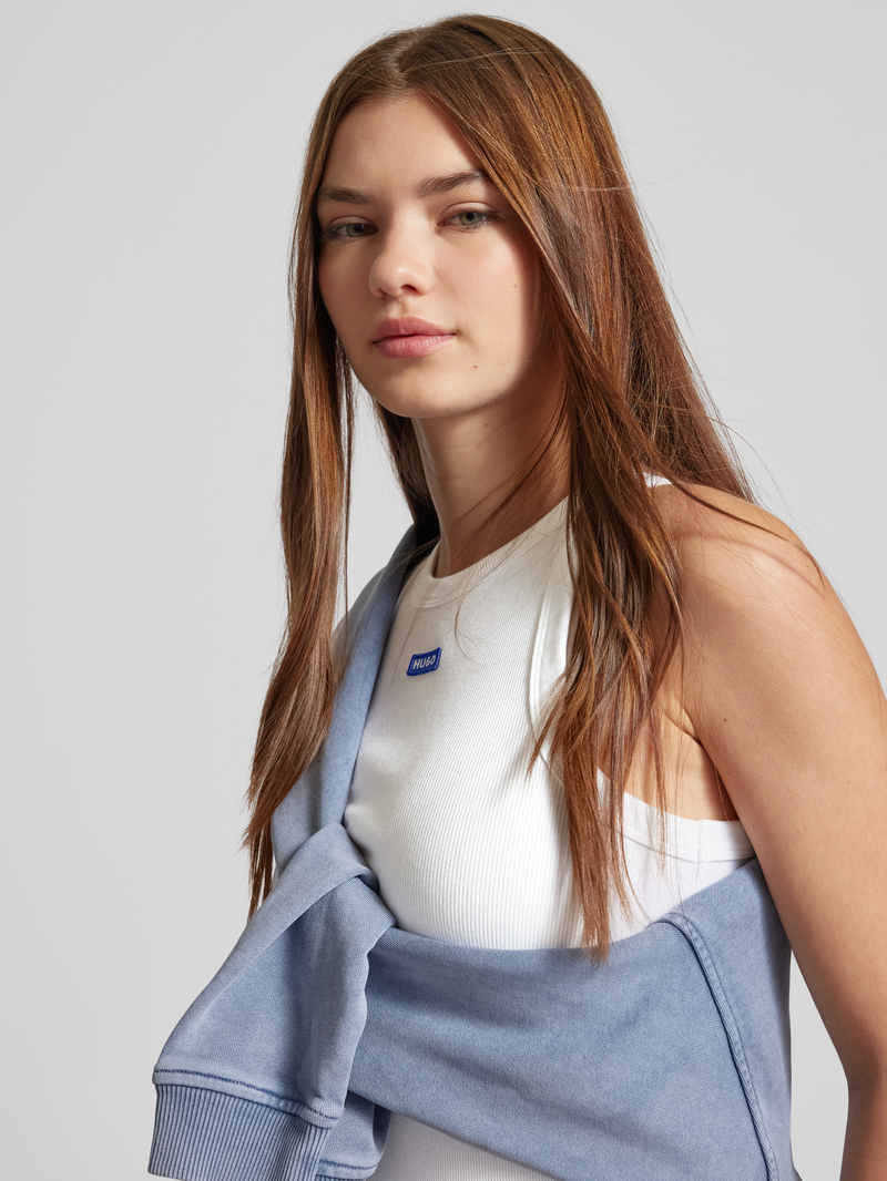 Hugo Blue Tanktop met labeldetail
