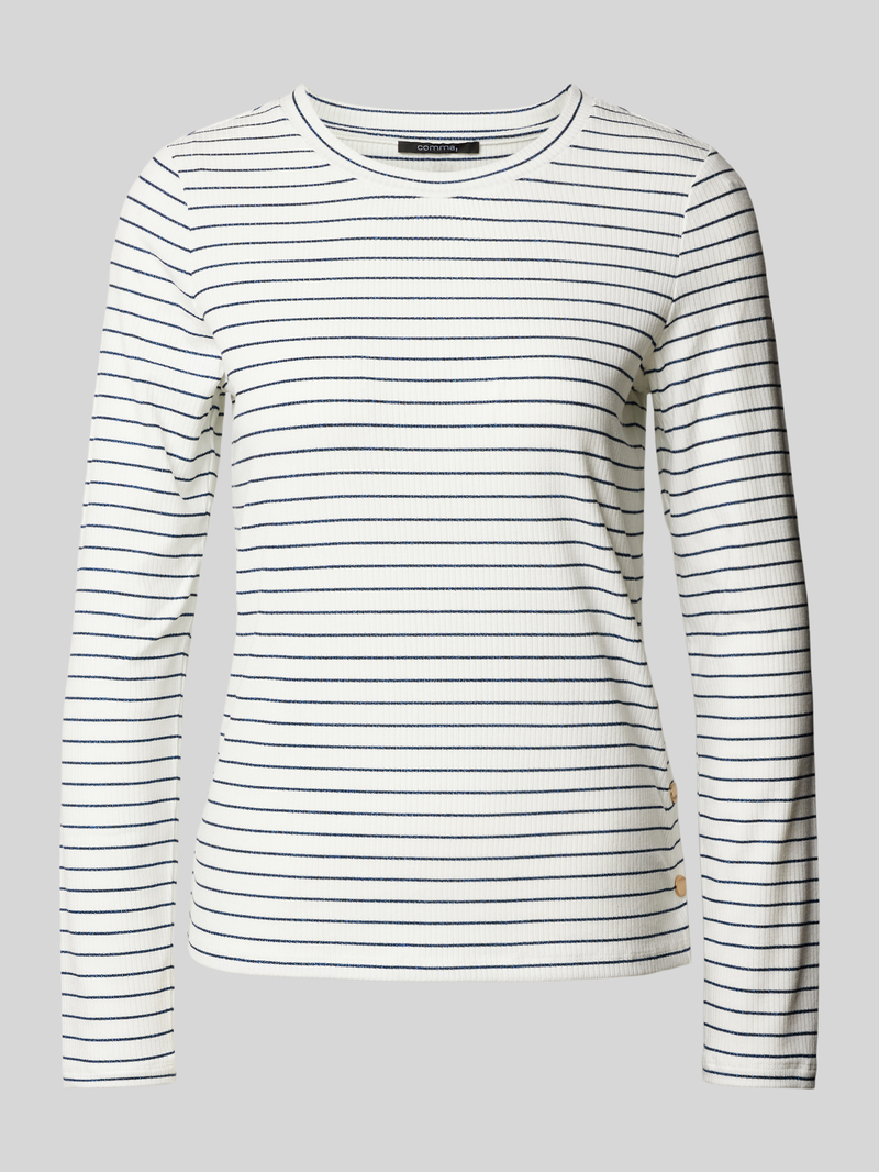 comma Shirt met lange mouwen en geribde ronde hals