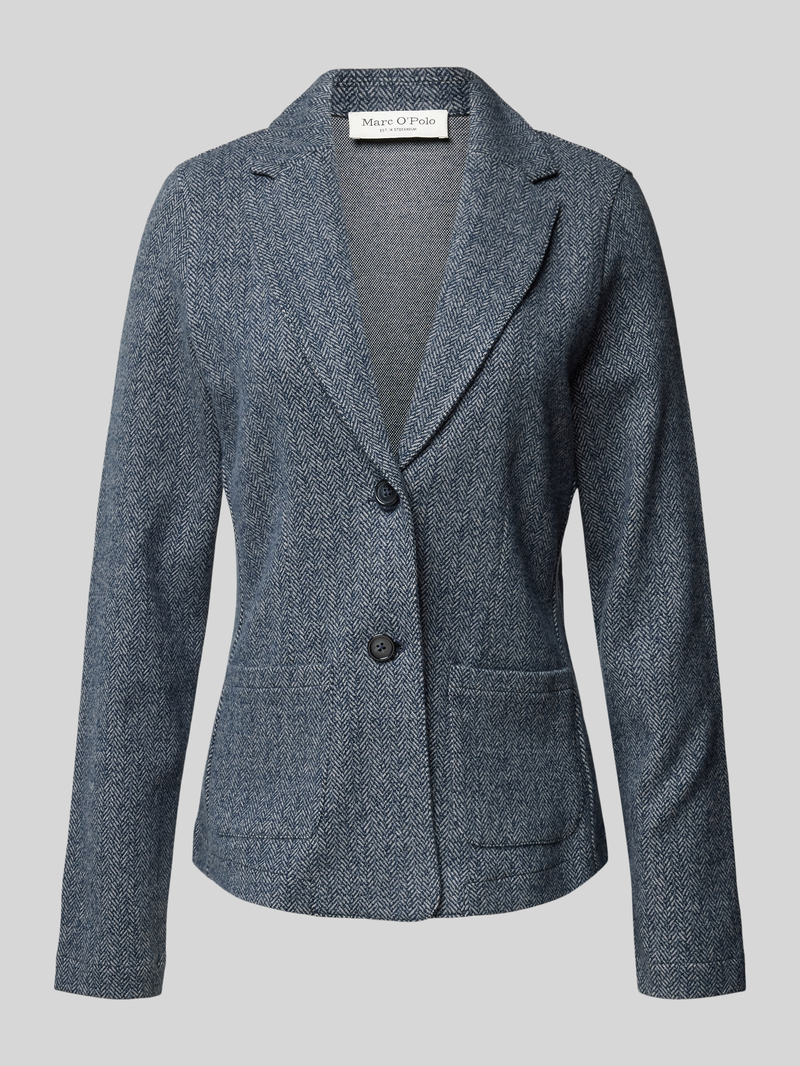 Marc O'Polo Shaped fit blazer met visgraatmotief van katoenmix