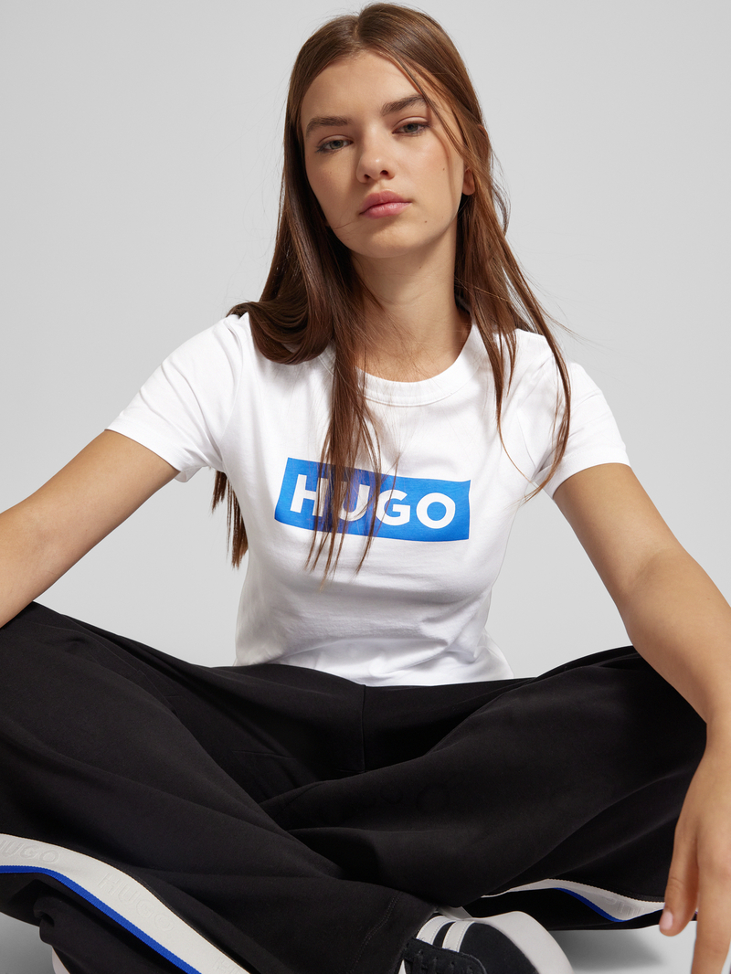 Hugo Blue T-shirt met labelprint