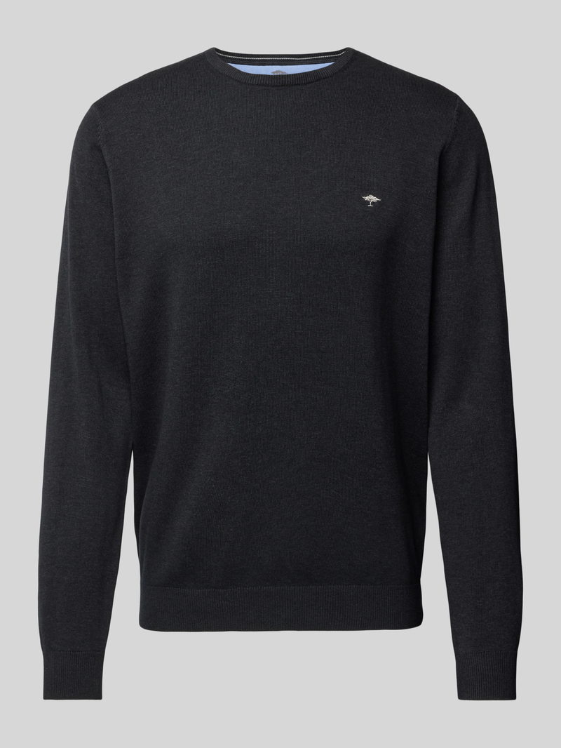 FYNCH-HATTON Gebreide pullover met labelstitching, model 'Superfine'