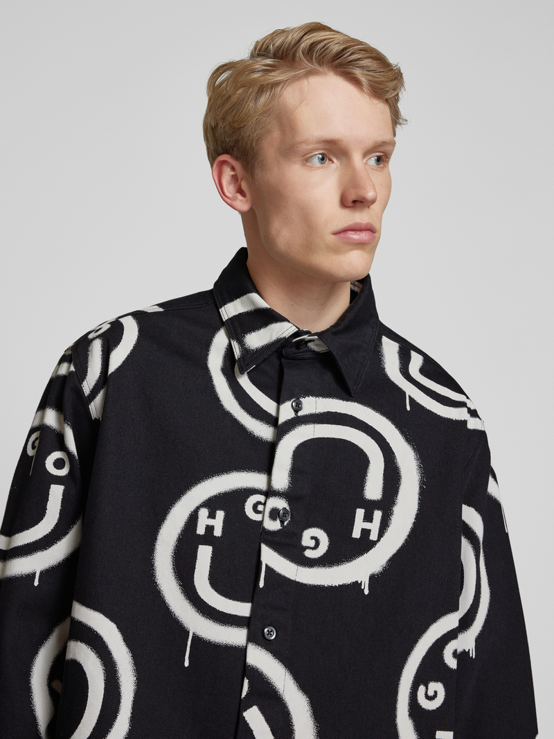 Hugo Blue Regular fit vrijetijdsoverhemd met motiefprint model 'Ebolt'