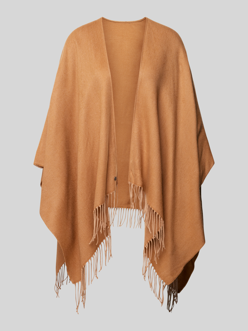 Fraas Poncho met rafels, model 'Cashmink'