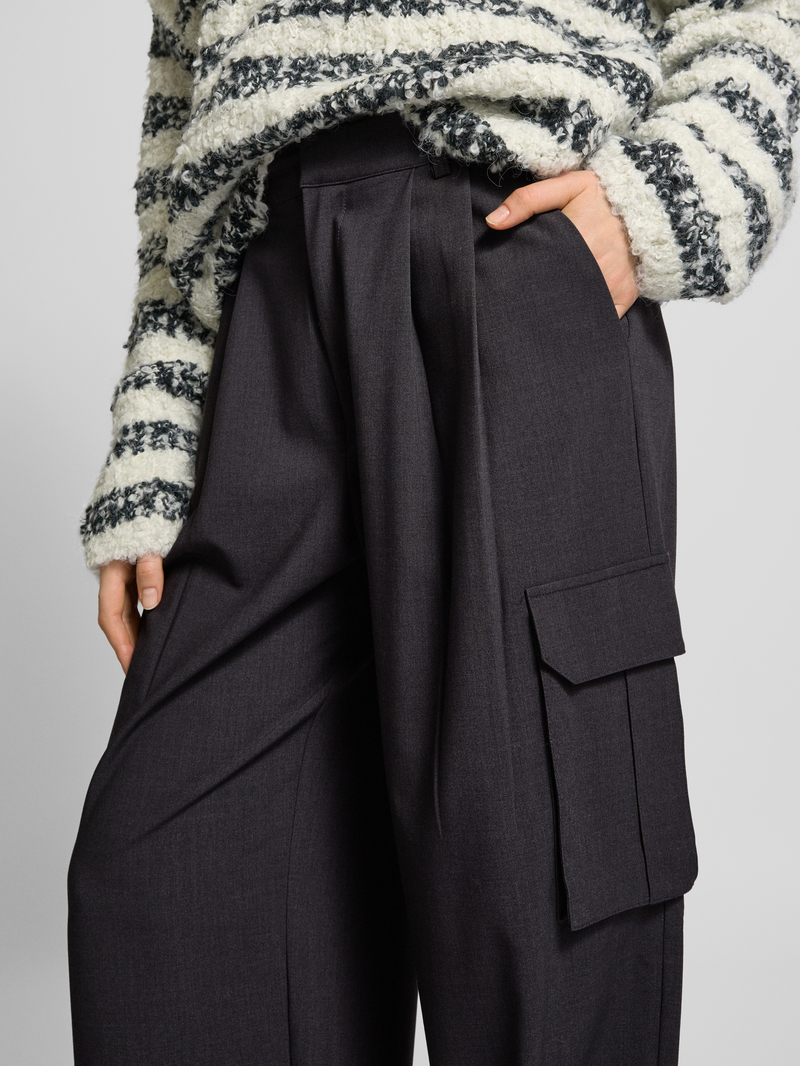 MbyM Wide leg bandplooibroek met cargozakken model 'Valo'