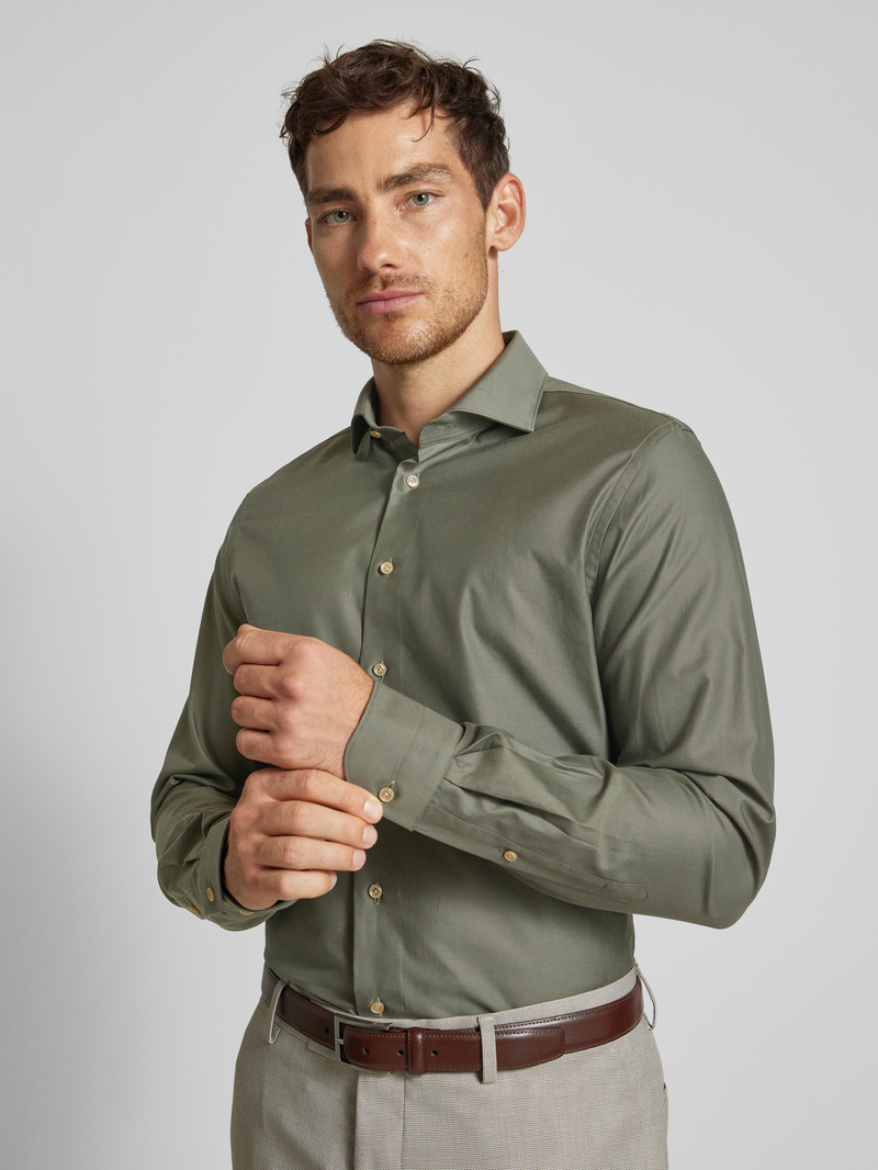 Profuomo Slim fit zakelijk overhemd met haaikraag