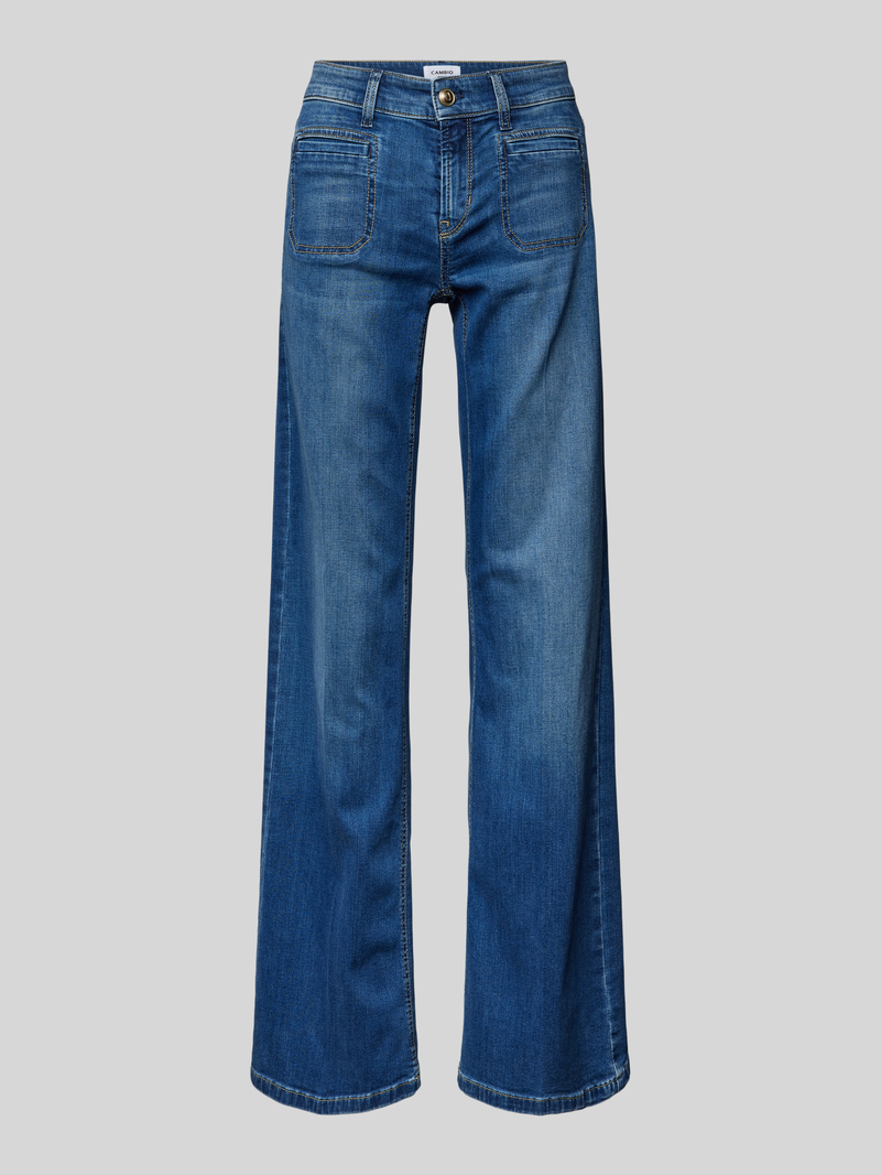 CAMBIO Wide fit jeans met knoop- en ritssluiting model 'TESS'
