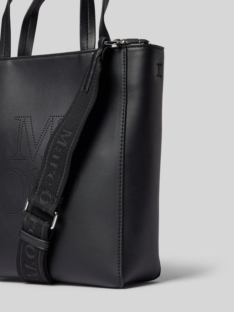 Marc O'Polo Shopper in leerlook met geperforeerd logo en mat oppervlak