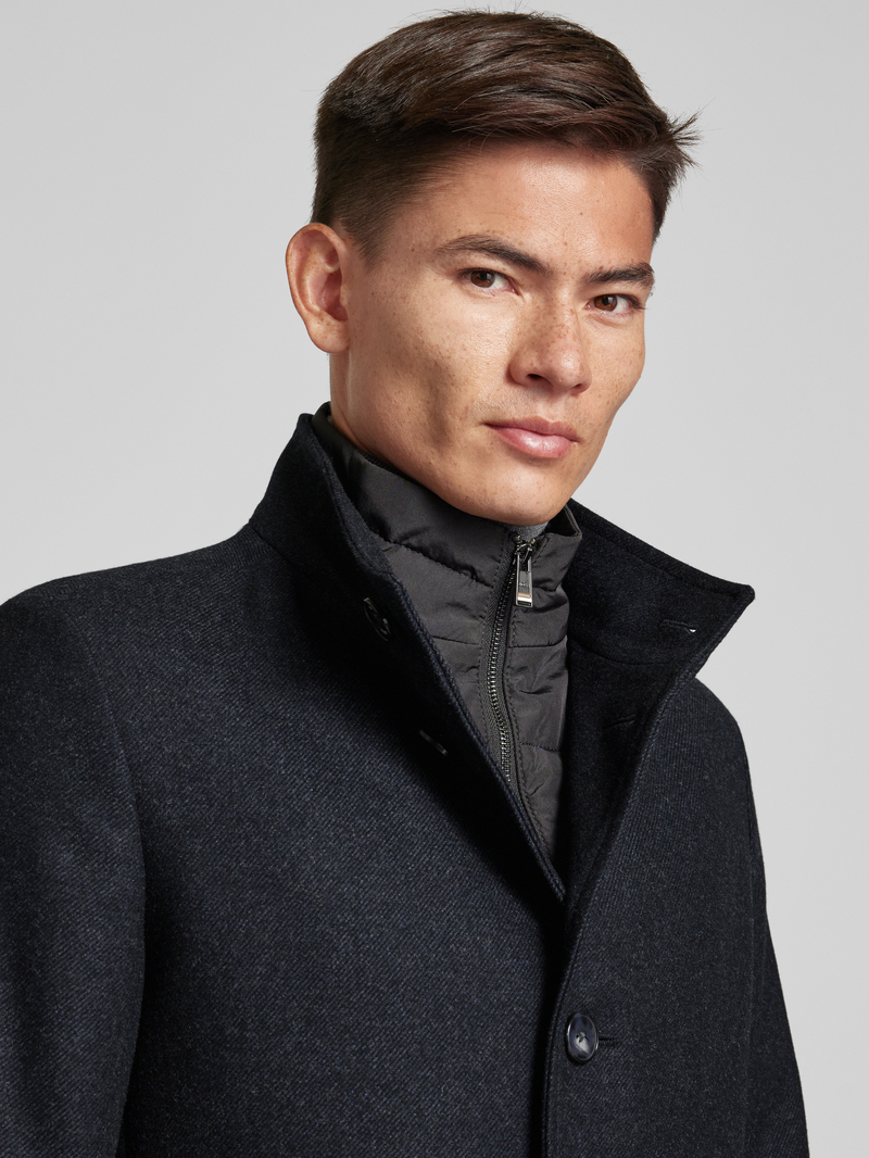 Boss Lange wollen jas met opstaande kraag model 'Hyde'