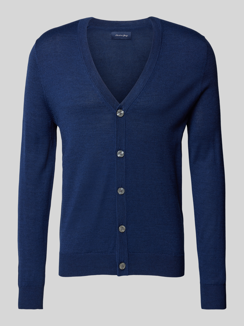 Christian Berg Men Slim fit cardigan van wolmix met V-hals