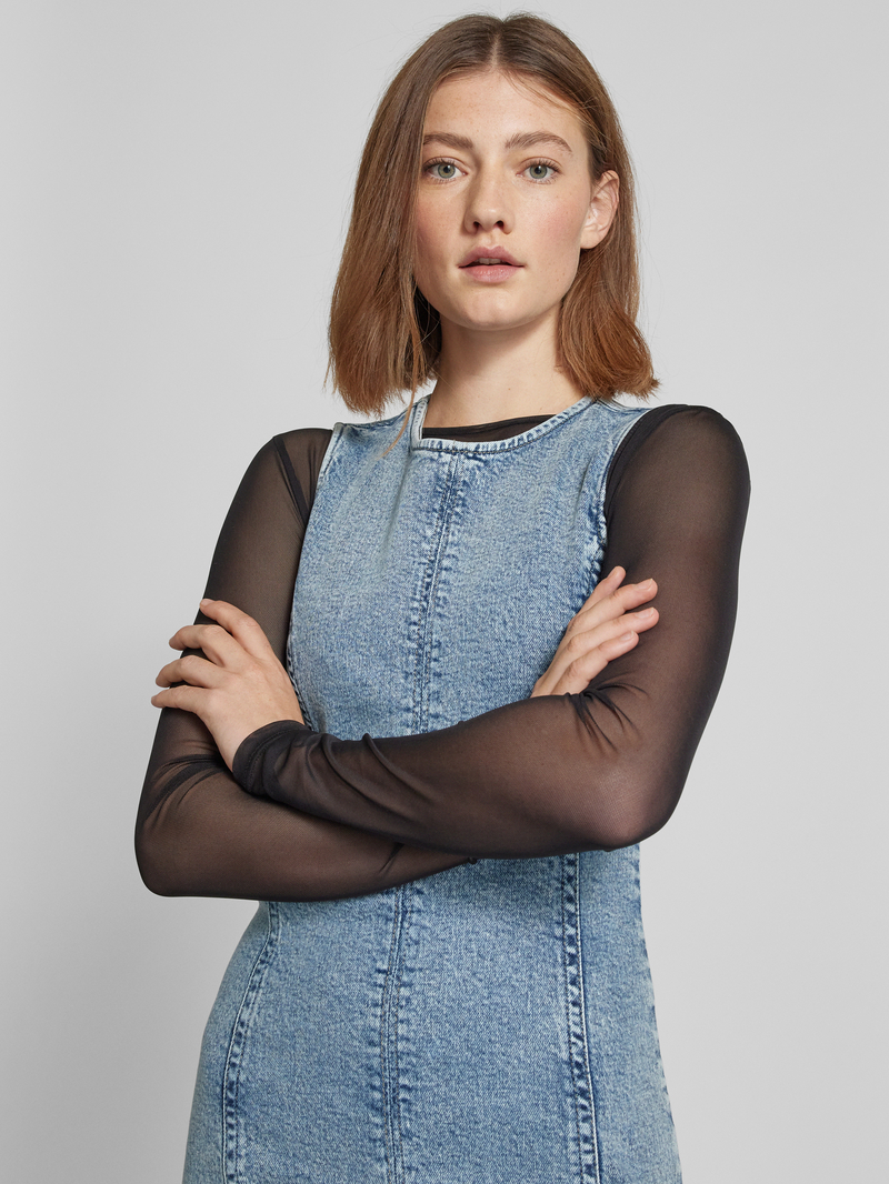 Gina Tricot Jeansjurk met ronde hals