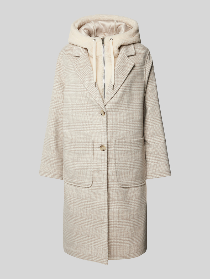 s.Oliver RED LABEL Regular fit lange wollen jas met uitneembare inzet van teddybont