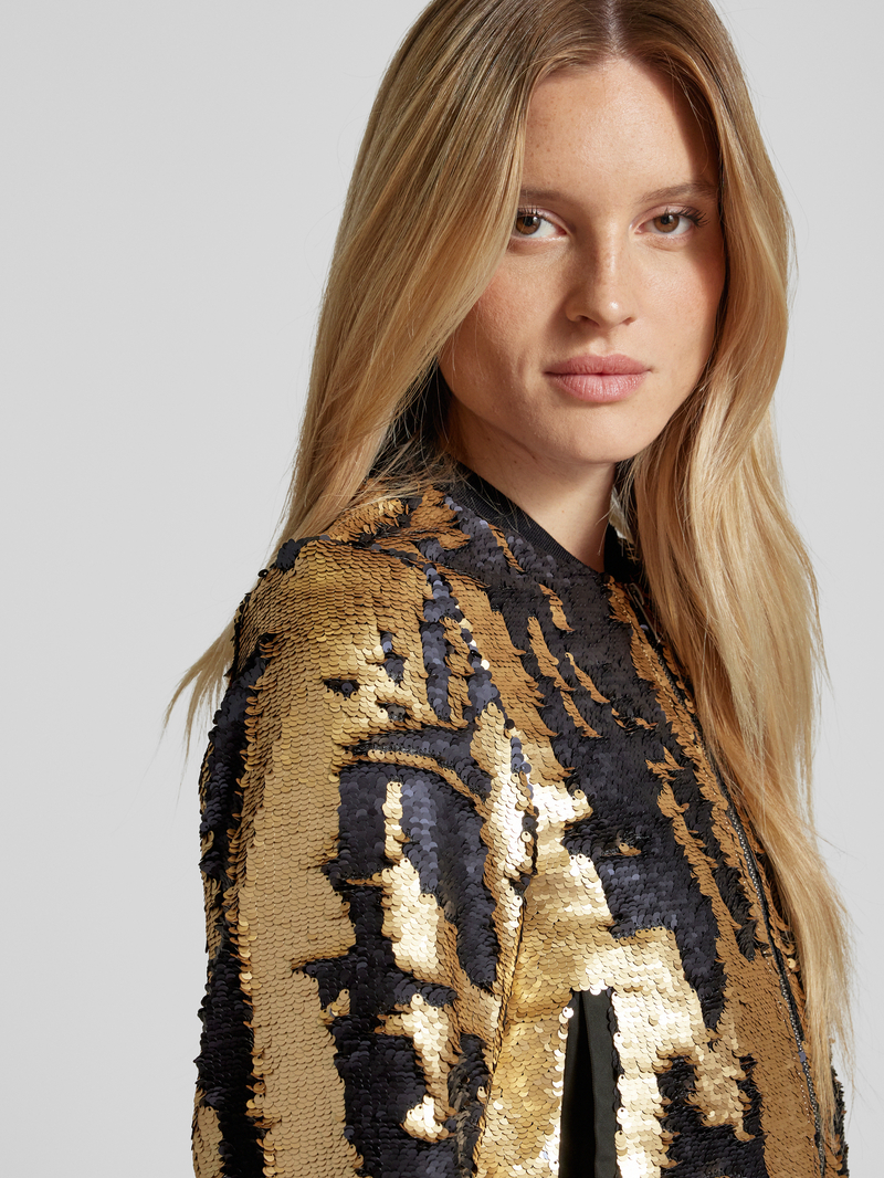 Original Bombers Bomberjack met all-over pailletten