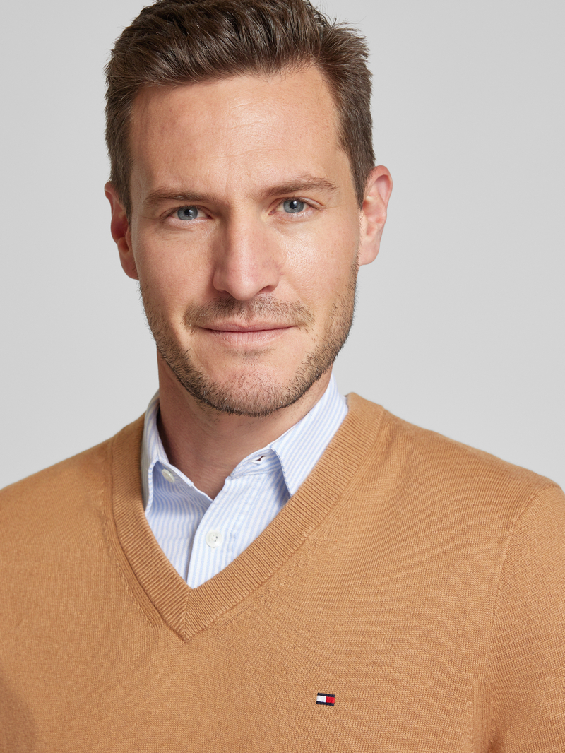 Tommy Hilfiger Gebreide pullover met logostitching model 'PIMA'