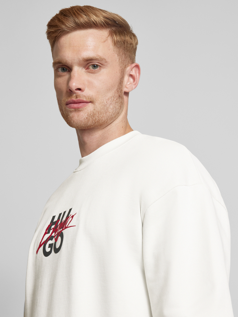 HUGO Sweatshirt met labelprint en -stitching model 'Dlogonty'