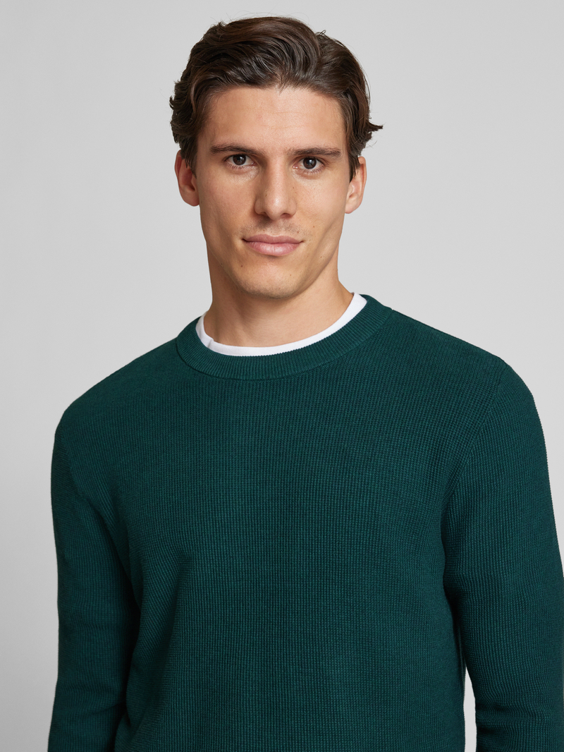 Tom Tailor Regular fit gebreide pullover met geribde ronde hals