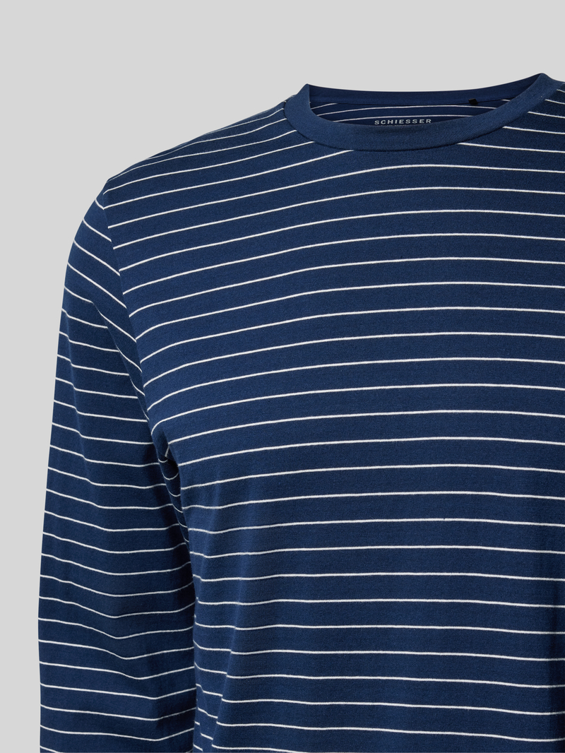 Schiesser Pyjamabovendeel met geribde ronde hals
