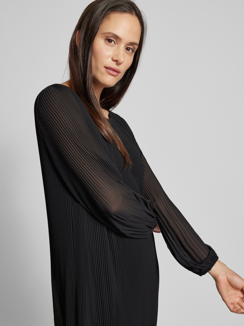 s.Oliver BLACK LABEL Soepele jurk met lange mouwen van geplooid chiffon