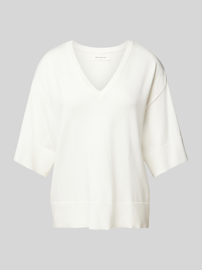 MSCH Copenhagen Oversized T-shirt van viscose met V-hals model 'Eslina'