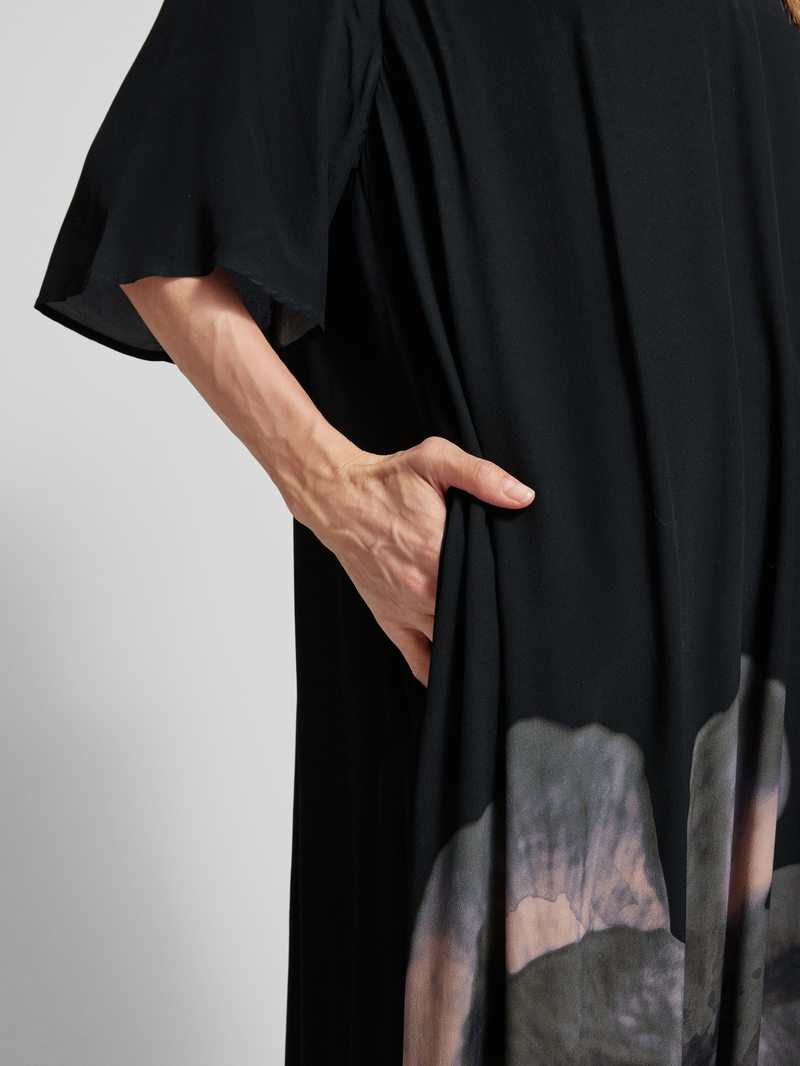 Jake*s Collection Midi-jurk van viscose met V-hals