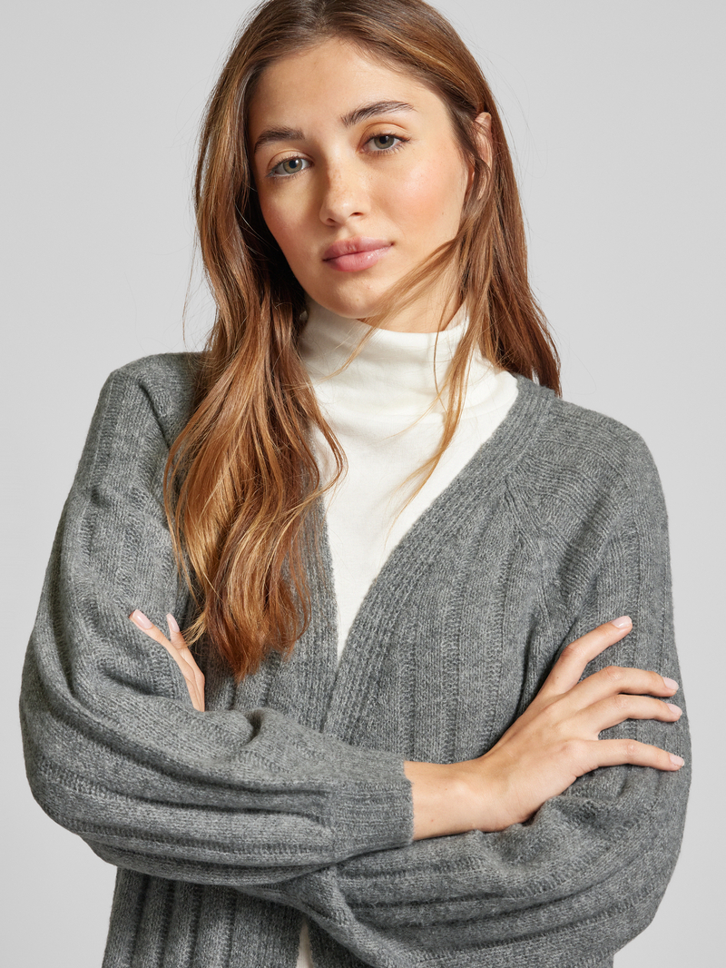 Pieces Loose fit lange cardigan met wol in geribd design model 'MAGGY'