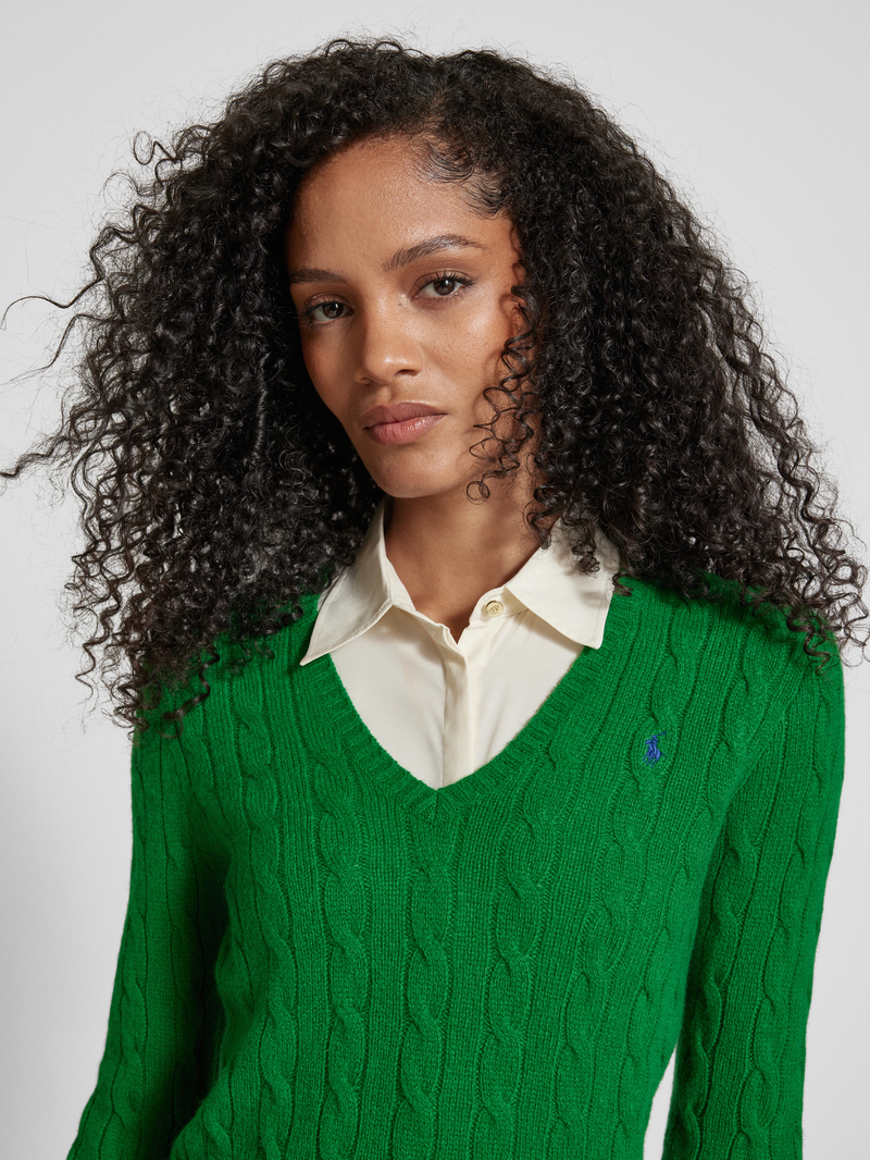 Polo Ralph Lauren Gebreide pullover van een mix van wol en kasjmier met kabelpatroon