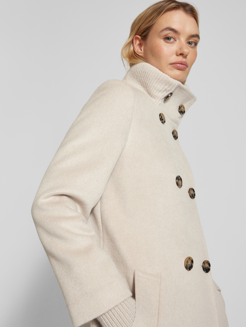 s.Oliver BLACK LABEL Regular fit lange wollen jas met geribde opstaande kraag
