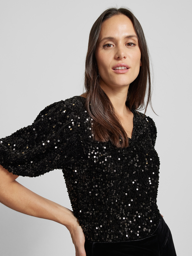 Jake*s Collection Slim fit blousetop met pailletten