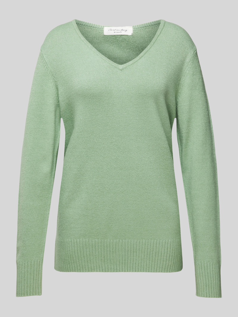 Christian Berg Woman Gebreide pullover met afgeronde V-hals