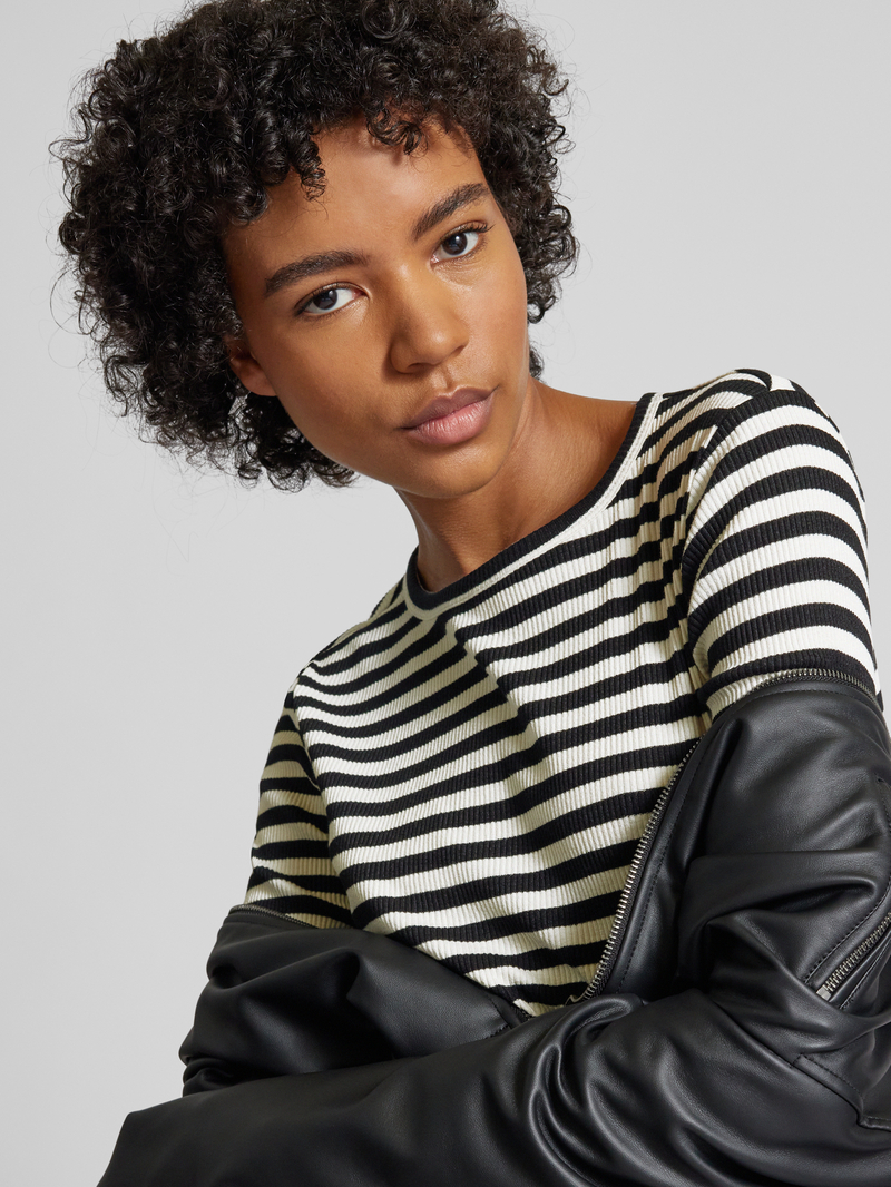 QS Shirt met lange mouwen en fijnrib