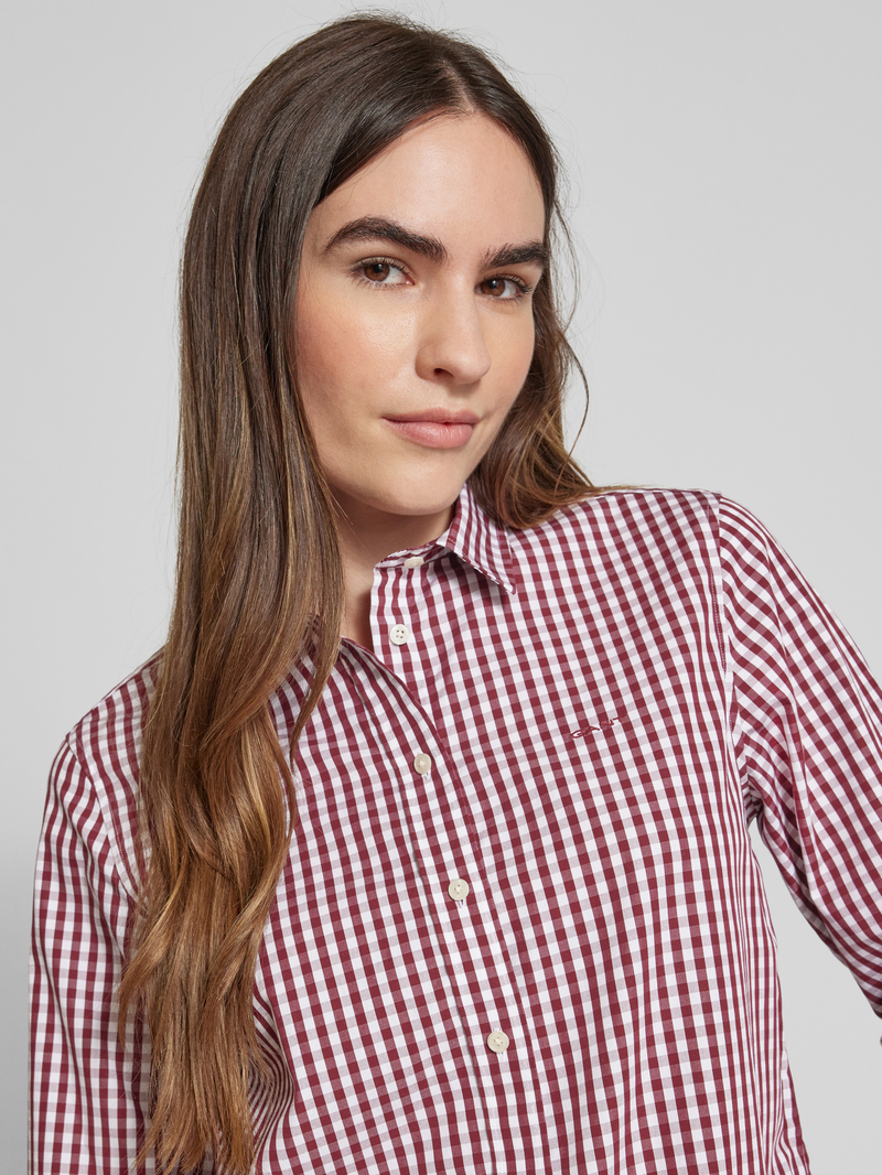 Gant Regular fit overhemdblouse met labelstitching model 'OPLIN GINGHAM'