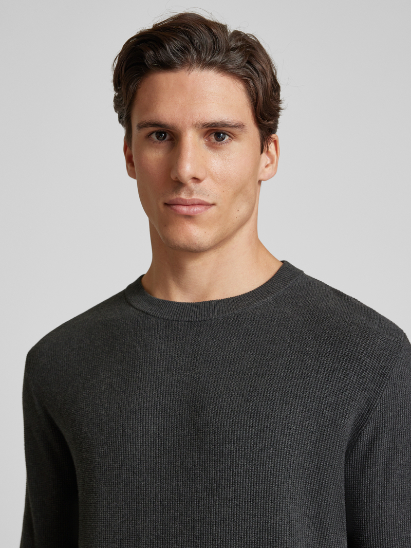 Tom Tailor Regular fit gebreide pullover met geribde ronde hals