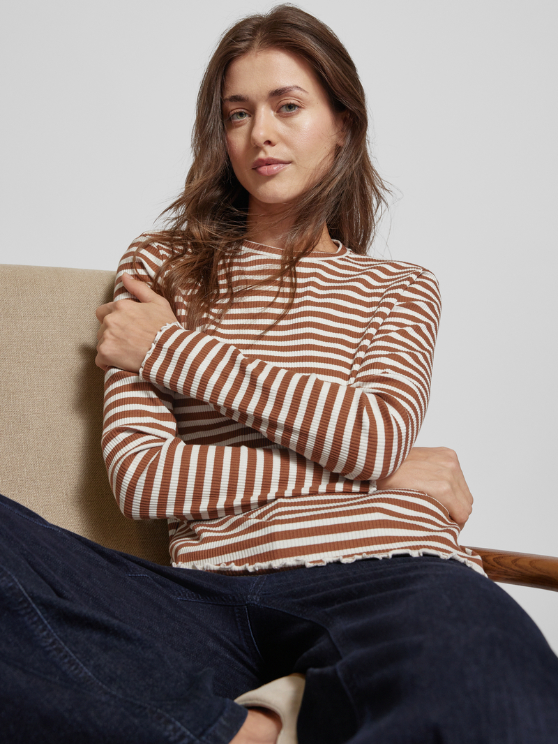 Vila Shirt met lange mouwen en geschulpte zoom model 'THESSA'