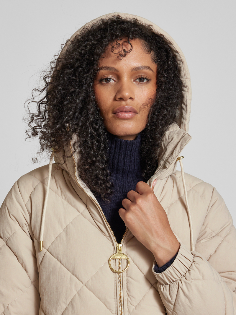 Barbour Gewatteerde lange jas met opstaande kraag model 'KIRKTON'