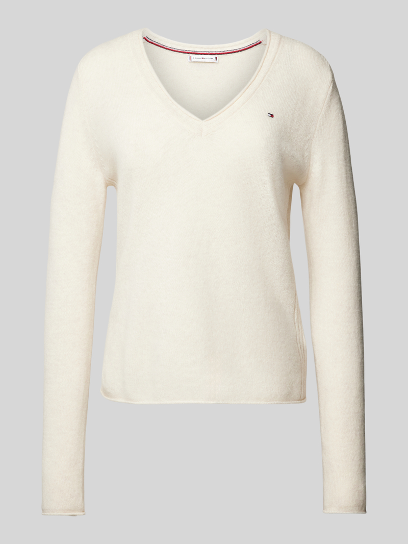 Tommy Hilfiger Pullover met afgeronde V-hals model 'SOFT WOOL'